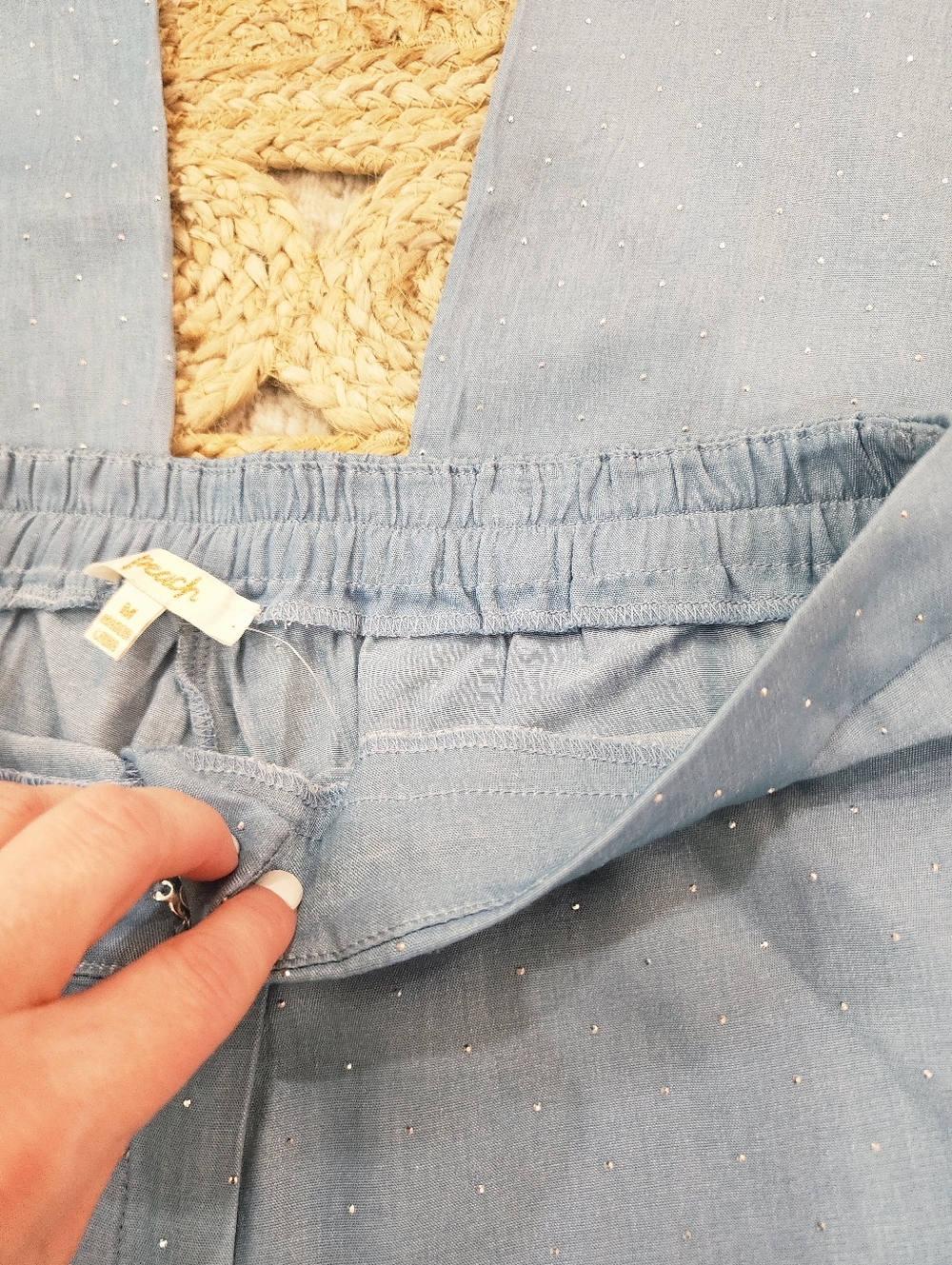 Womens Wide Pants With Ringstones - Picture 4 of 4